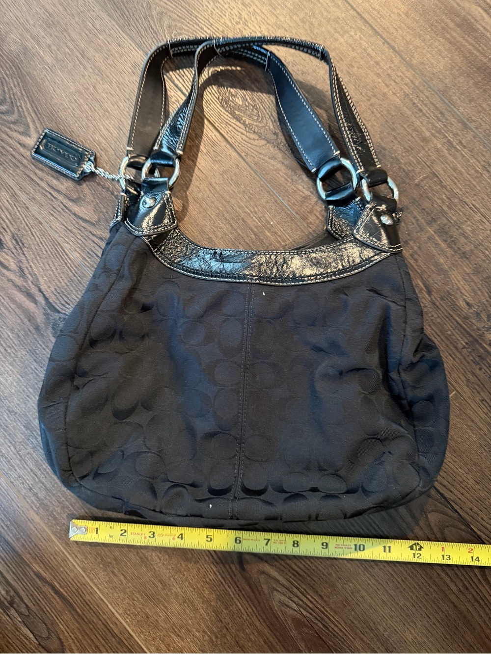 Coach Black Signature C Hobo Canvas Buckle Shoulder Bag Vintage Y2K - Picture 2 of 4